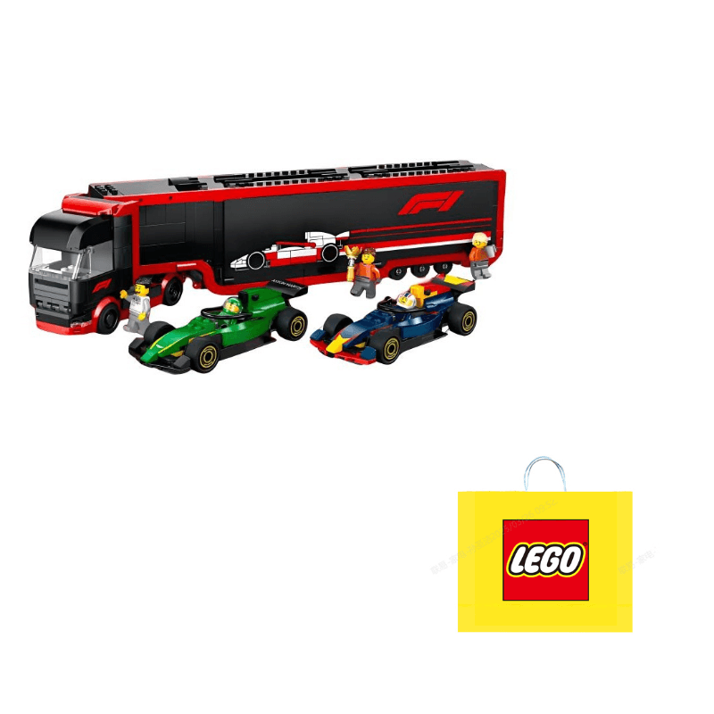 Конструктор LEGO Грузовик с гоночными автомобилями Red Bull RB20 и Aston Martin AMR24 F1 (60445) - Boxette Shop